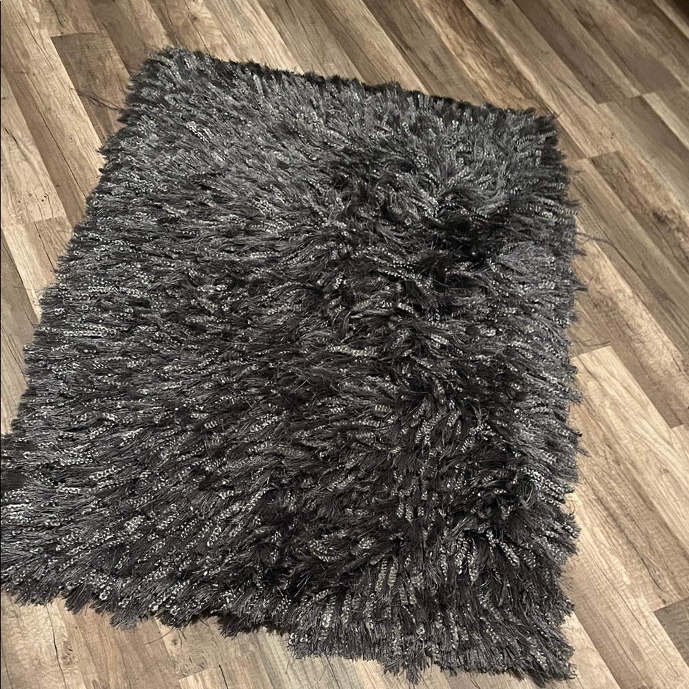 Luxurious Black Shaggy Door Mat